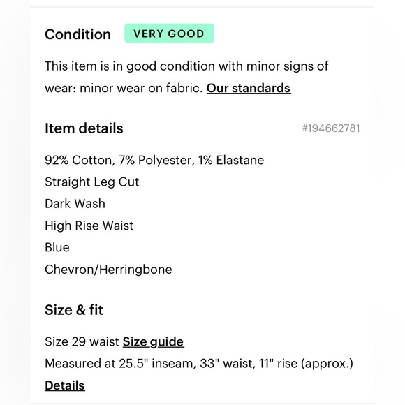 Kate Spade straight cut Jeans size 29 - Picture 4 of 4